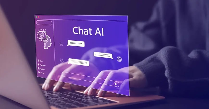 Computer device with Chat AI written above it to help an EA with meeting planning