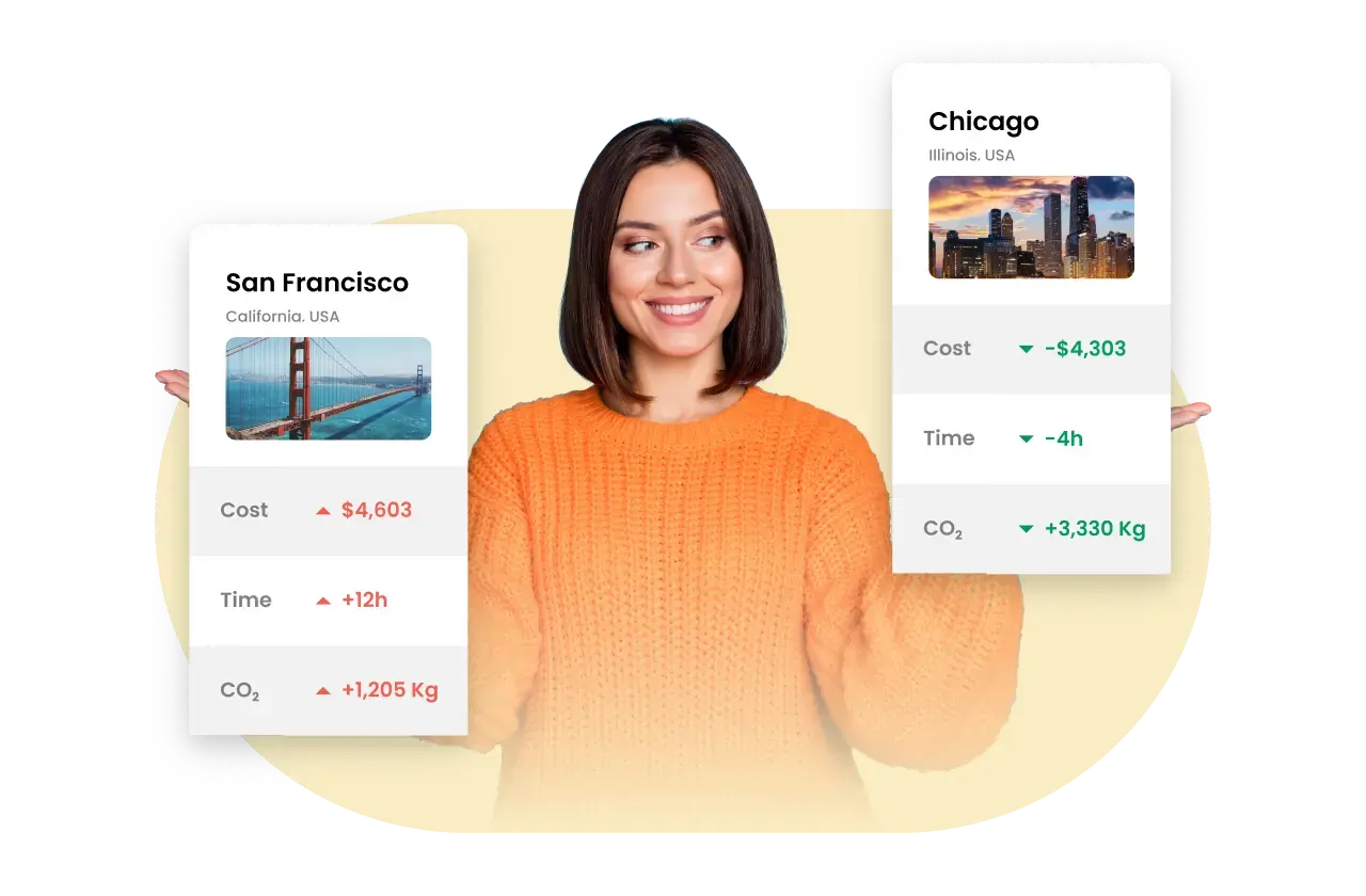 Young professional comparing two locations